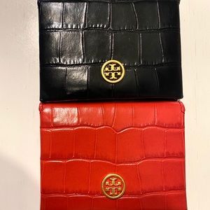 Tory Burch Parker Croc Embossed Leather Card Case